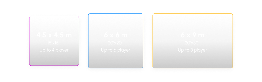 Three VR arena sizes to choose from